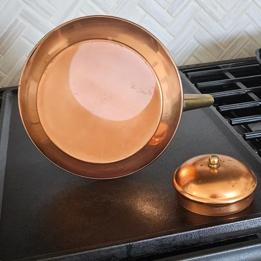 Coppercraft Guild Copper Tea Kettle w/Wrought Iron Warming Stand, vintage 70s